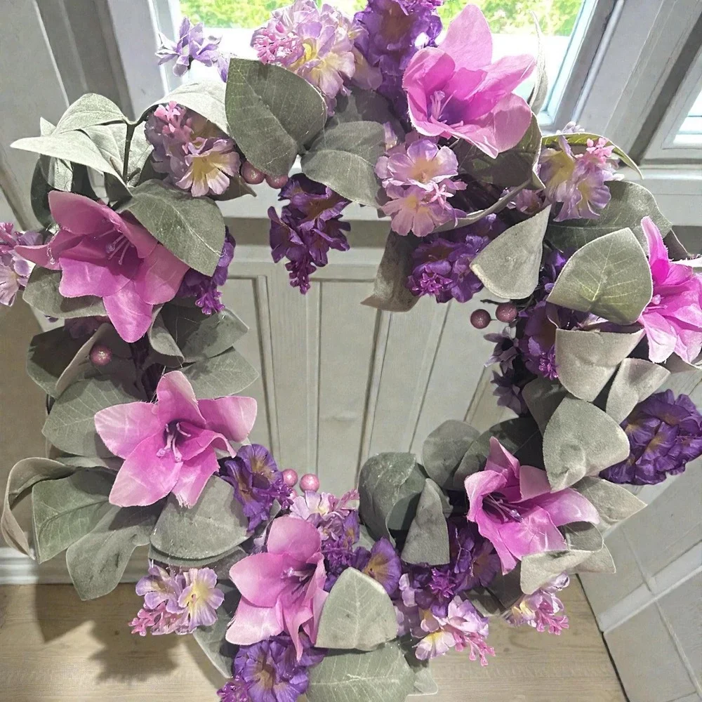 Handmade Lavender & Purple Floral Wreath | Spring Summer Decor
